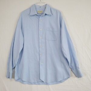 Tommy Bahama Shirt Mens‎ 16.5 34/35 Casual Pocket Button Up Blue Long Sleeve